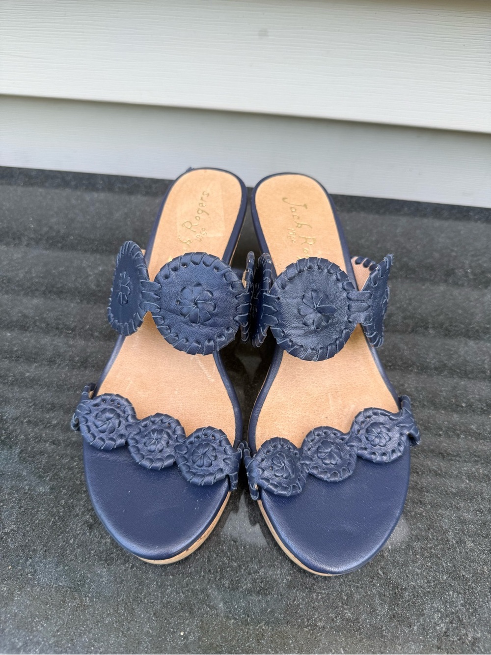 Jack Rogers Women's Caroline Wedge Sandals Midnight Navy Size 8.5M